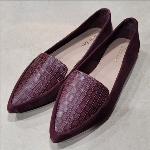 Essex Lane Loafer El-Aleanor Deep Wine Suede Crocodile Size 7.5 New in … - Picture 6 of 10